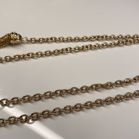 NWT | Gold Double Tassel Necklace - Picture 7 of 7